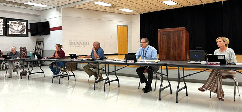 FY 2024-&rsquo;25 BUDGET APPROVED &mdash; Preston Caldwell, West Carroll School District Director of Schools (second from right) presents the FY25 budget to the school board on Thursday, August 8. The budget 11.6 million dollar budget includes 1.3 million dollars in upgrades for the Elementary and Primary schools.