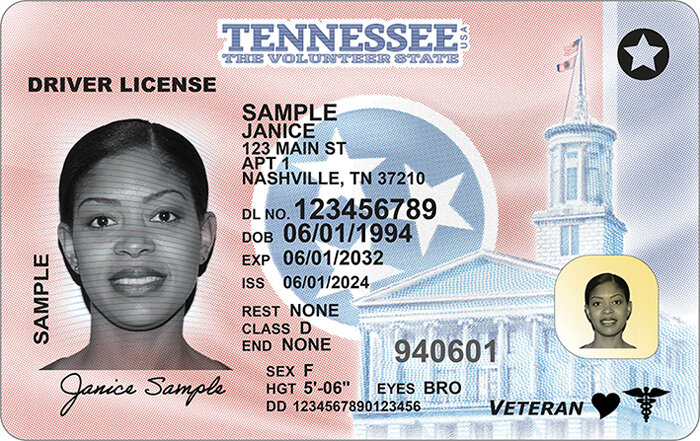 An example of the new Tennessee license.