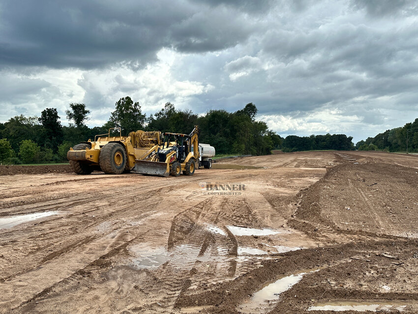 Dirt-moving equipment at Cutlip Lane outside of Trezevant along U.S. 79 (State Route 79).