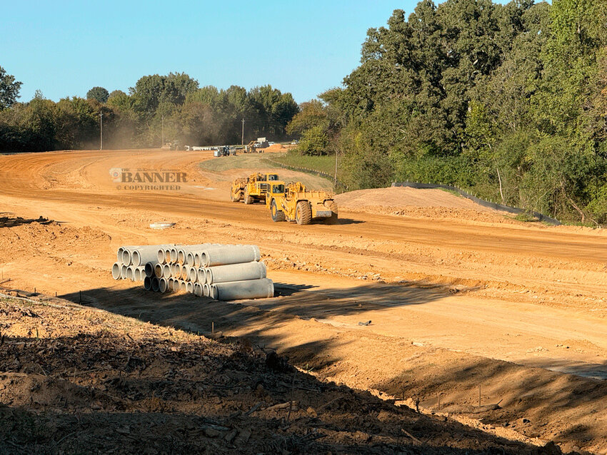 Archive photo of the construction of US 79/State Route 76 bypass around Trezevant.  Traffic will be diverted onto this new paved section on Monday, June 16
