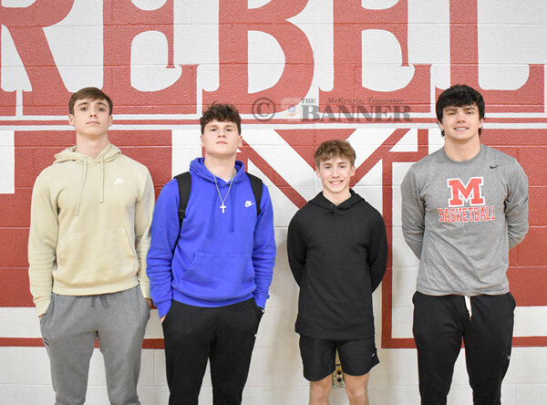 District award winners from Carroll County (L to R): Central's Caden Dean and Parker Finley and McKenzie's Carter Kee and Tate Surber. All four are All-District; Surber and Finley are All-Tournament.