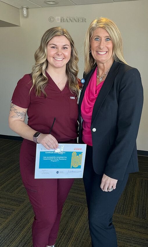 Shelby Tucker (left) is joined by Chief Nursing Officer Michelle Seaton.