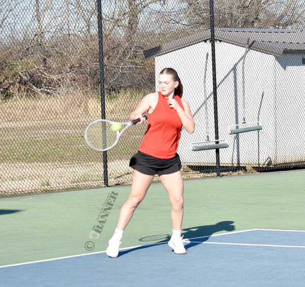 Lady Rebel Ashley Dunavant squares up for a return.