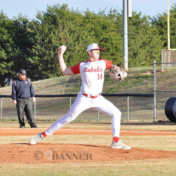 Rebel Craegen Travis earned the complete-game win, allowing one unearned run on two hits while striking out six and walking five in five innings.