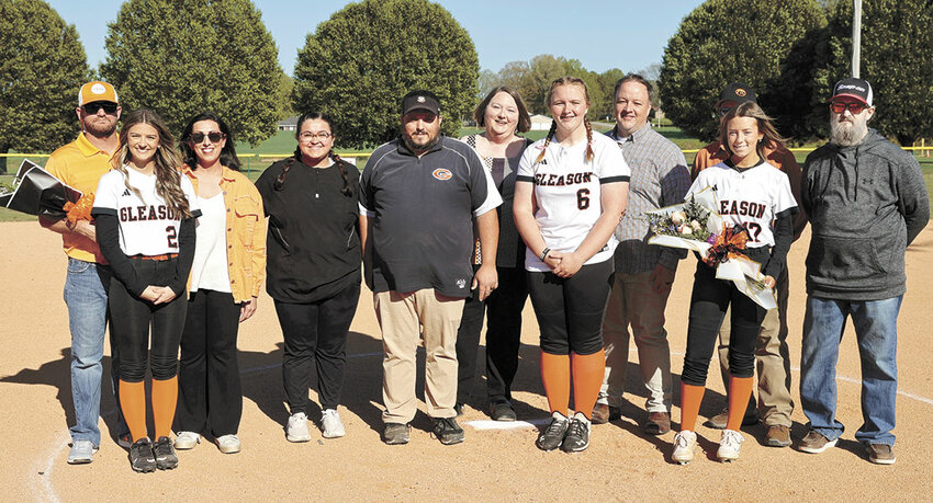 Gleason Tennessee Lady Bulldogs - Seniors Addy Black, Elaine Covington, and Kami Thomas.