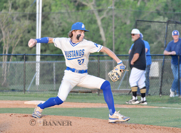 Mustang Caleb Ezell earned the complete-game victory, allowing two runs (one earned) on four hits while striking out five and walking one in six innings.