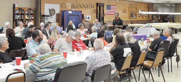 The Senior Center's May potluck was well-attended, and Will Record of Dynamix Physical Therapy was the guest speaker.