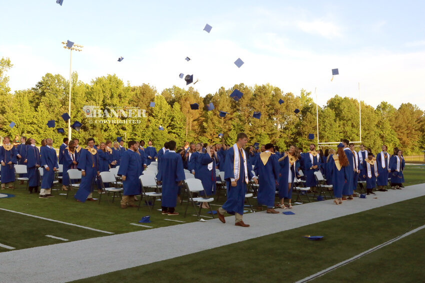 A toss of the caps signifies the celebration of the class of 2025.