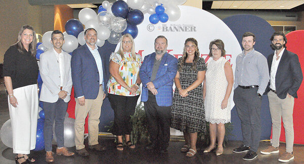 The 2024-25 McKenzie Chamber of Commerce Board (L to R): Christy Williams, Will Record, Matt Aird, Secretary/Treasurer Shawna Fowler, Chairperson Jason Martin, Ashley Horn, Executive Director Monica Heath, Noah McEwen and Mark Anderson. Not pictured are Vice-Chairman Myra Carlock, Drew Beeler and Madison Endres.