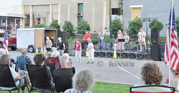 McKENZIE (June 19) &mdash; Downtown summer music series Nights on Broadway continued Thursday with 24 Seven. The popular local band drew a great crowd on the square and many showed off their dance moves in front of the stage on Banner Row. This was the last Nights on Broadway event in June. Crooked Creek performs Thursday, July 17. Longshot performs Tuesday, August 5. Fajita Brothers performs Thursday, September 4. Flashback performs Thursday, September 18.