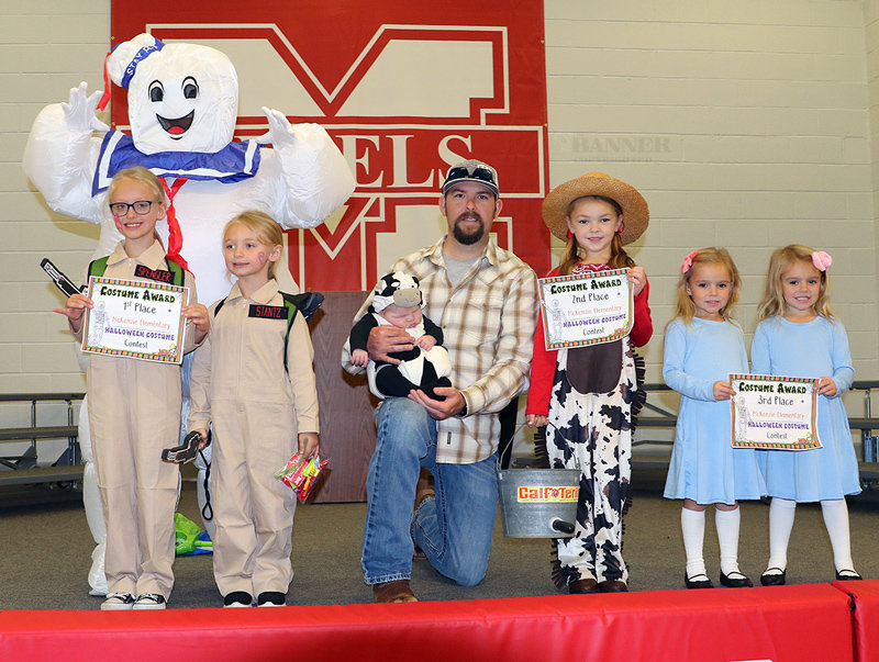 Groups and Families: 1st — Ghost Busters: Amanda, Aubry and Alicyn Ninness; 2nd — Cowgirl and Cow: Jonathan, McCoy and Marlee Kate Wheat; and 3rd — the Shining: Avery and Riley Barksdale.