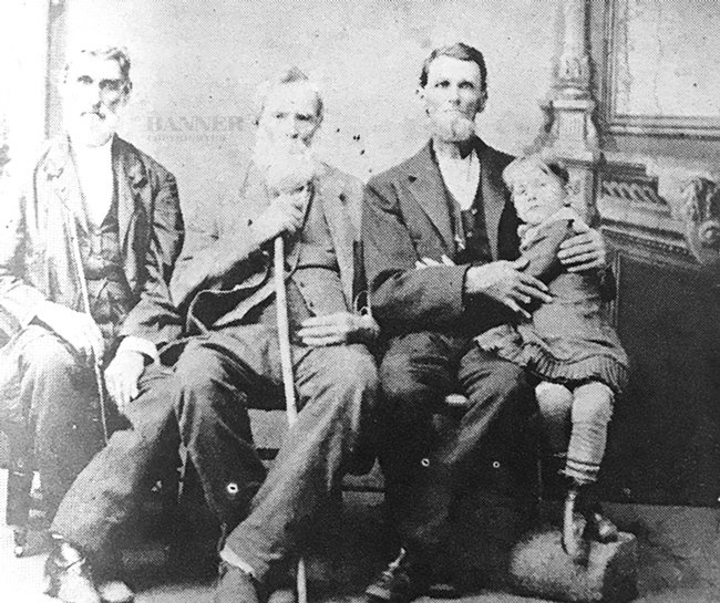 From (L to R): Robert, Wilson and William Nesbitt, sons of Nathan Nesbitt who was chairman of the first Court of Pleas and Quarter Session held in Huntsville (Huntingdon) in 1822. Wilson accompanied his father to the first court and was present when the door was sawed out so the Justices could enter and open the first court.