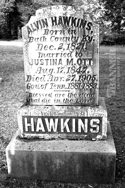 Former Governor Alvin Hawkins’ headstone has the engraving “Blessed are the dead that die in the Lord”.
