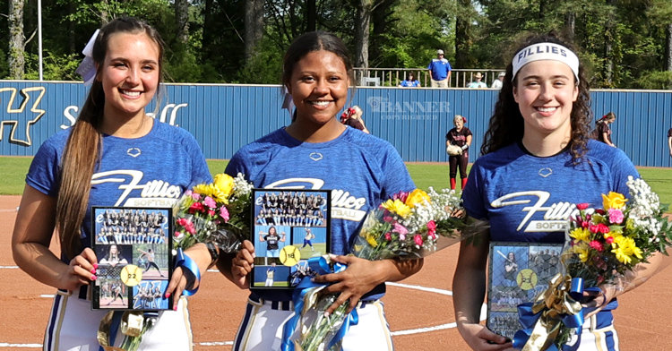 Senior Softball Fillies From (L to R): Rylee Holladay, Kayla Pulling, and Kenadie Gibson.