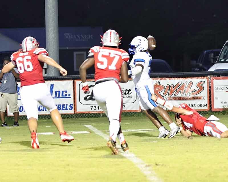 #14 Tate Surber disrupts an Eagles pass by Judiaz Prather resulting in a recovery by #66 David Cheney.