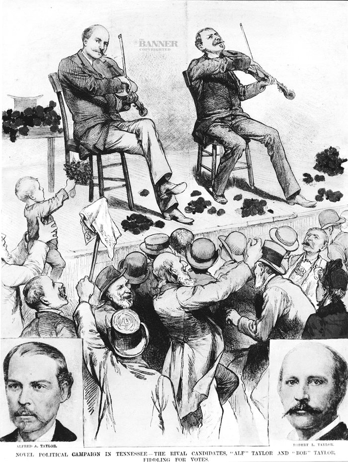 Frank Leslie’s illustration of the Taylor brothers’ campaign for governor.