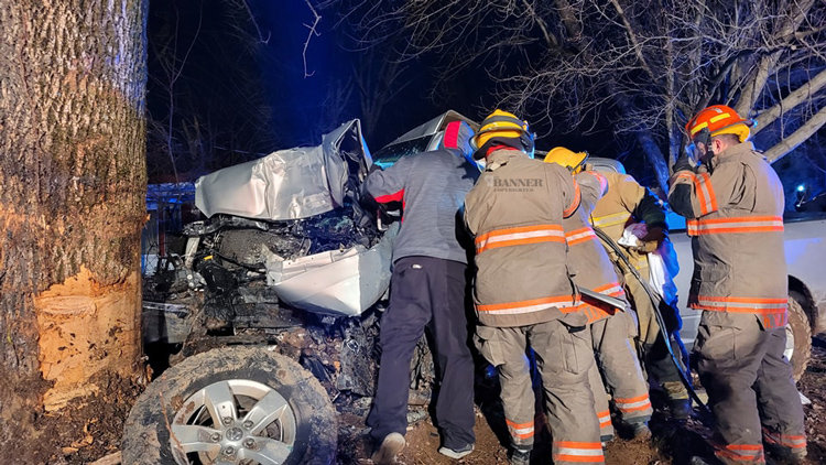 McKenzie Fire/Rescue Extricate two passengers from a wrecked vehicle on Friday evening.