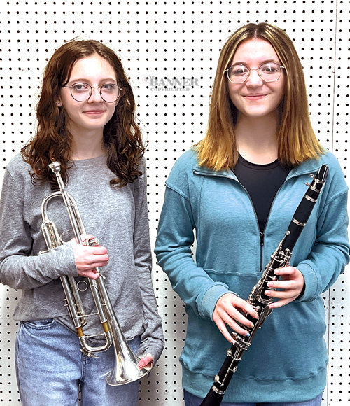 Lola Barton and Rhyan Robertson were selected as part of the All West Tennessee Middle School Blue Band.