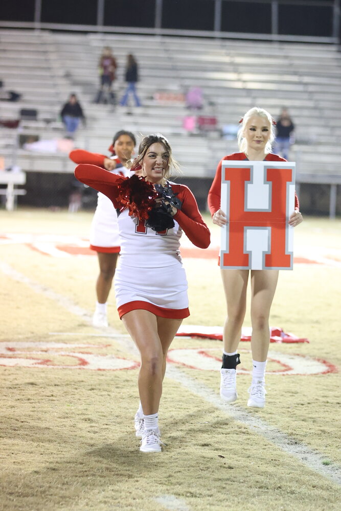 MHS Cheerleaders perform a routine at halftime.