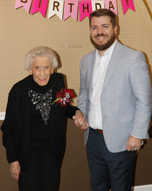 Carroll County Mayor Joseph Butler with Christine Argo on her 100th birthday.