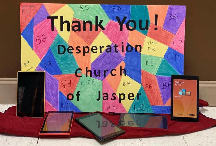 Desperation Church of Jasper recently donated five tablets for seniors to use at Shadescrest Health and Rehab in Jasper.