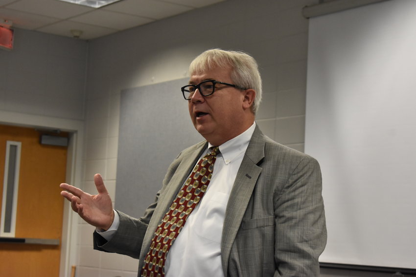 Former state Rep. Jack Williams, who since February has been the government relations manager and major gifts officer for Alabama Public Television, spoke Monday in Jasper as he accepted a $7,600 grant on behalf of APT for career tech opportunities for Walker and Chilton counties.