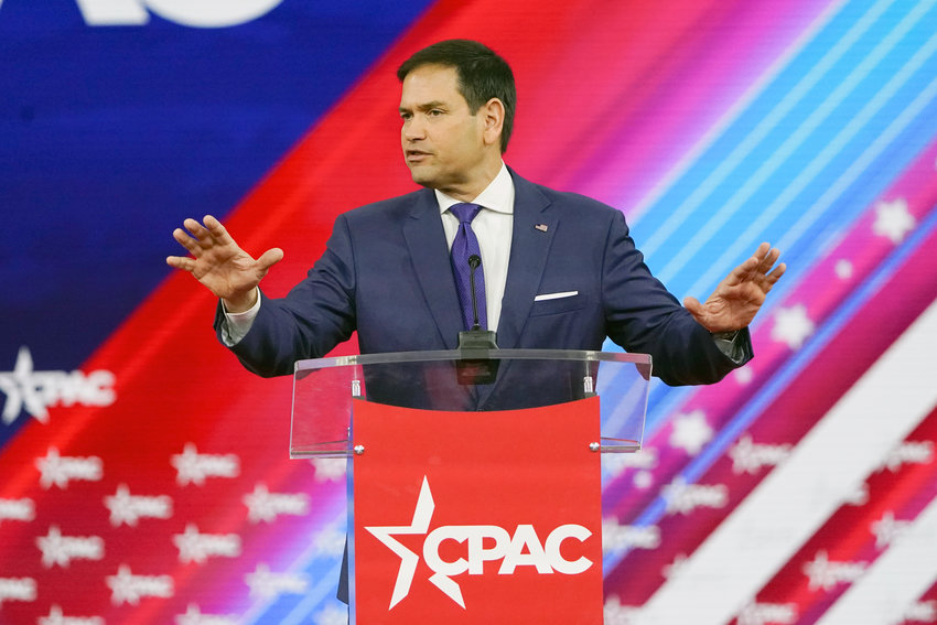 Sen. Marco Rubio, R-Fla., speaks at the Conservative Political Action Conference (CPAC) Friday, Feb. 25, 2022, in Orlando, Fla. (AP Photo/John Raoux)