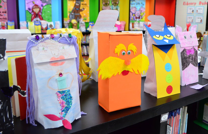 T.R. Simmons Elementary School students created puppets this week, made out of paper bags, to highlight their favorite book characters. Students with the winning puppet creations received a prize. The project was part of Read Across America activities for the Pre-K through first-grade students at the school.