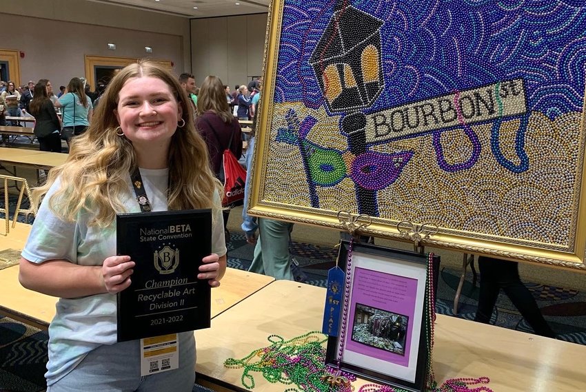 Several students from Dora High School placed at the recent National Beta Club State Convention in Birmingham. A group of students won first place in living literature. Hannah Lively won first place in jewelry, and Abby Sandlin placed second in the same category. Judson Hallman placed third in digital art. Emma Starnes won first place in color photography, and Asa Robinson placed second in language arts.
