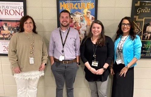 Five Jasper City Schools teachers received grants for their classrooms. Pictured, from left to right, are teachers Samantha Jones, Hunter Nichols, Katie Rhodes and Leigh Evans. Not pictured is Andrew King.