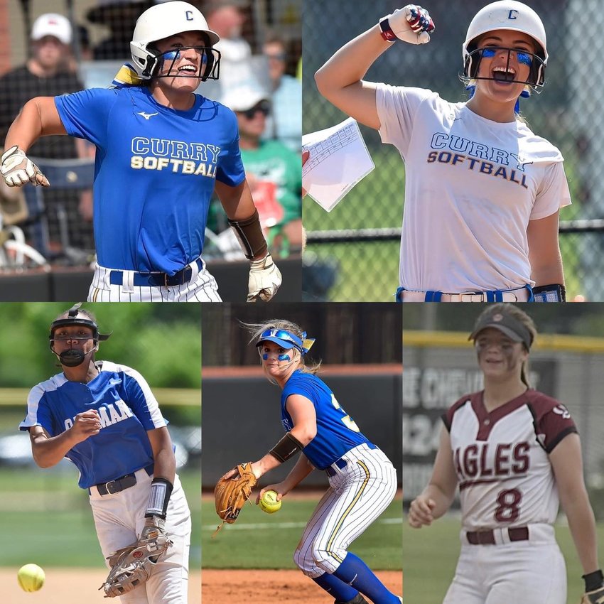 Five local players &mdash; clockwise from top left, Curry's Kylee Trotter, Curry's Linley Tubbs, Sumiton Christian's BG Braswell, Curry's Ambrey Taylor and Oakman's Missy Odom &mdash; were named All-State First Team by the ASWA on Sunday morning.