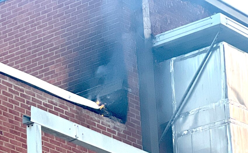A fire started on the gym's roof at Dora High School Wednesday morning. It was quickly extinguished before much damage occurred.