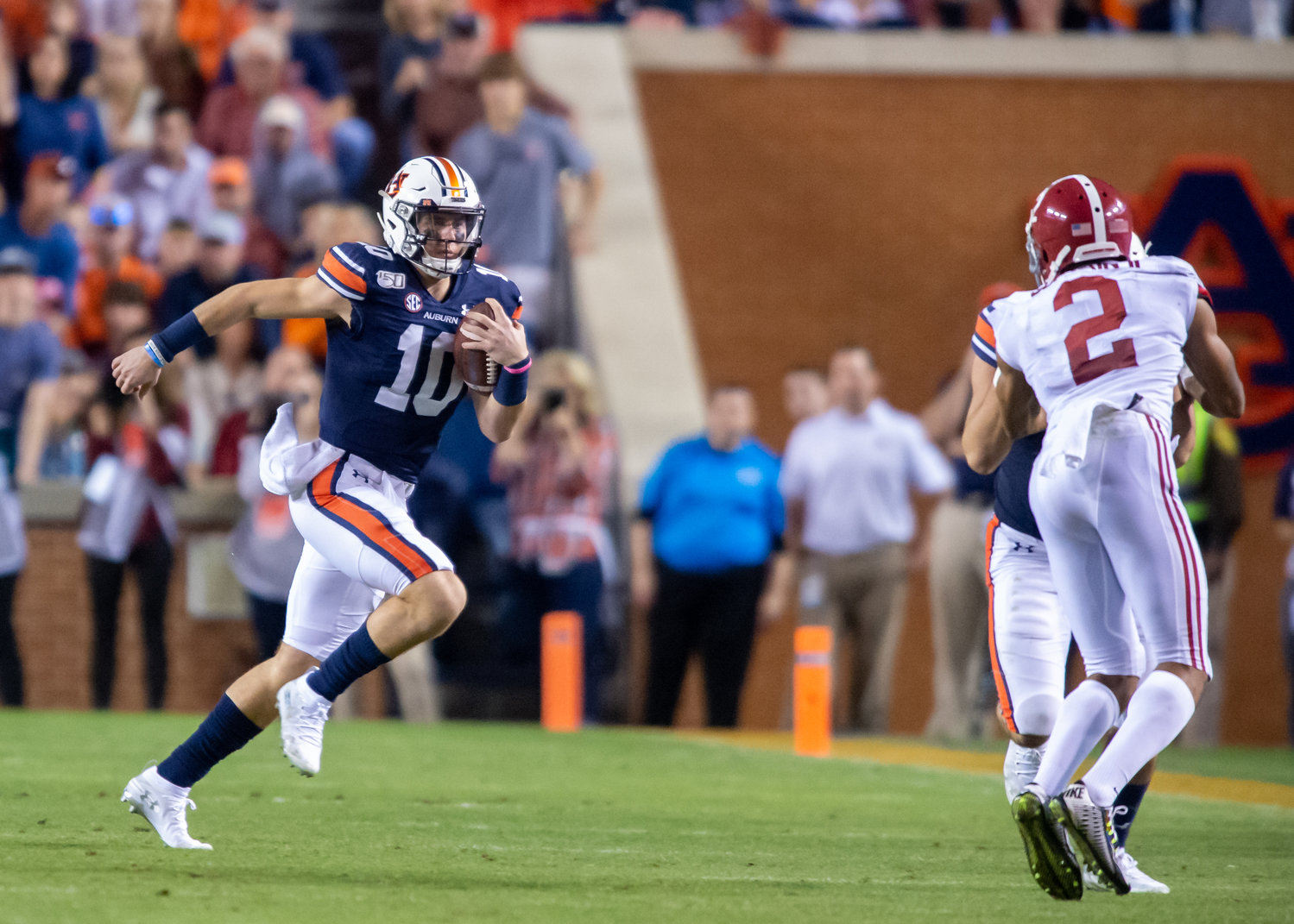 Auburn Tigers quarterback Bo Nix (10) runs for a first down during the second half of Saturday's game, at Jordan-Hare Stadium in Auburn, AL. Daily Mountain Eagle -  Jeff Johnsey
