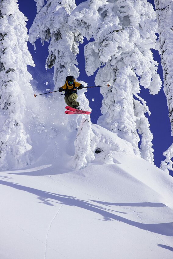 Kyle Smaine skiing at Mt. Baker Ski Area on a powder day. Grant Gunderson photo