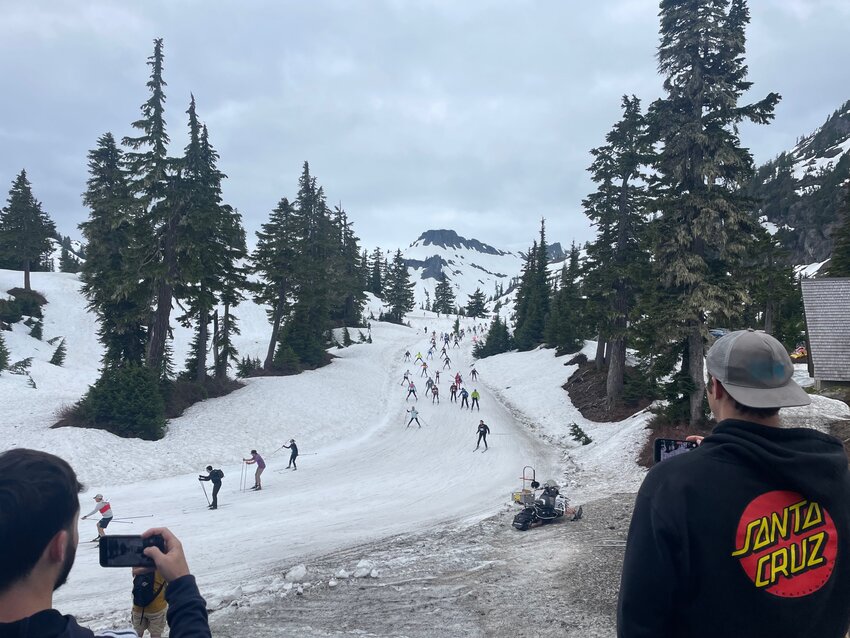 Skiers participate in the 2023 Ski to Sea relay.