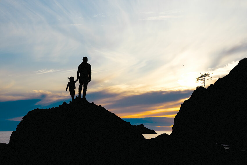 Josh Hummel and his son, Liam, on Shi Shi Beach, Olympic National Park.