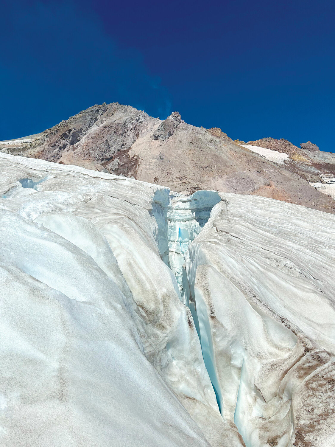 A deep crevasse on Glacier Peak