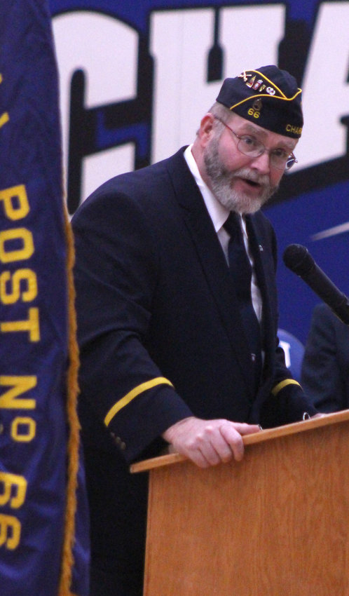 Ty Rosburg was the guest speaker at the Charter Oak-Ute Veterans Day program on Nov. 11.