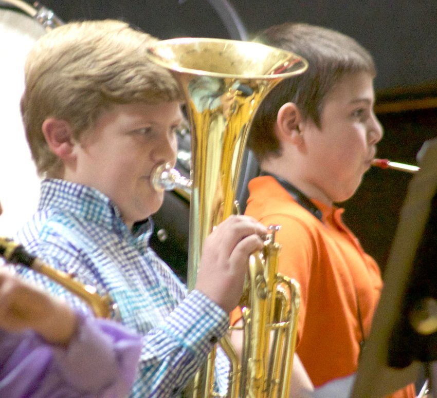 West Harrison Elementary Concert: Justin Cooper, Matthew Work.