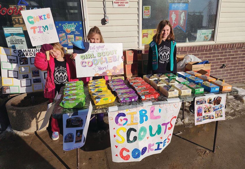 Claire Meyer, Kinley Cogdill and Mollie Cogdill were a few of the Girl Scouts out over the weekend, not only selling cookies, but also sharing information about the community garden project.