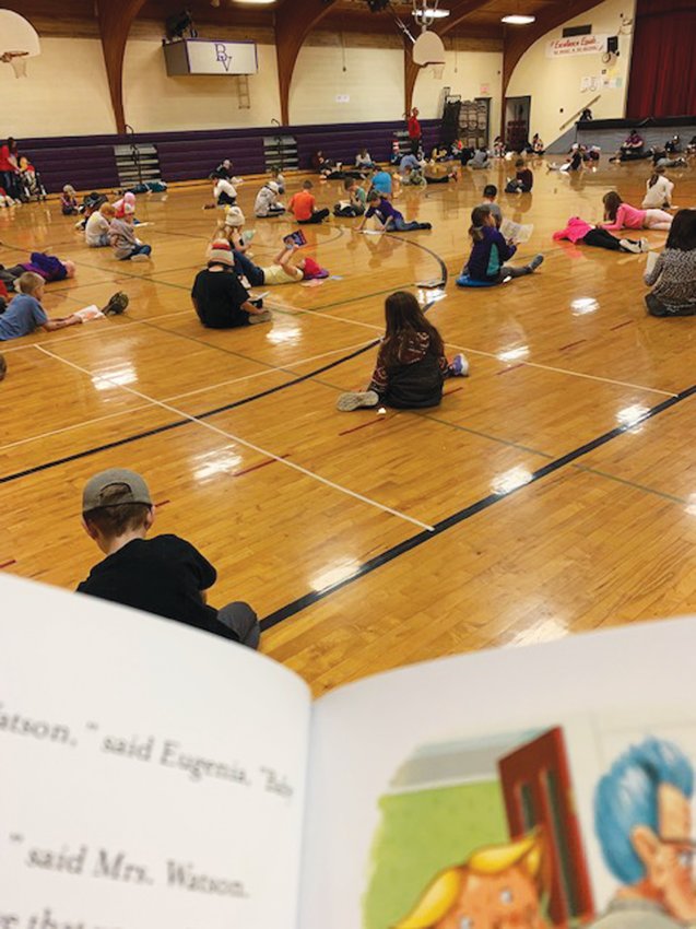 An "All School Read In" was held, where all students grades 1-5 read silently in the gym to celebrate Read Across America Day.