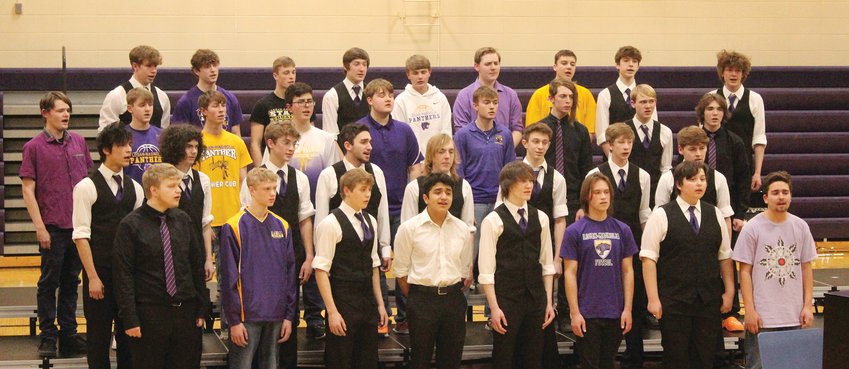 In addition to the show choir and large group choir, LOMA students also performed as a women’s choir and a men’s choir, with the latter shown here.