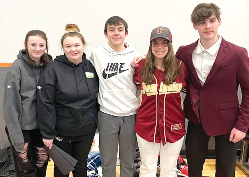 These five students represented Missouri Valley at the 2023 Iowa High School State Speech Festival. They include, from left: Jasmine Martinez (Division II, Poetry); Kelsey Stueve (Division II, Poetry); Brayden Neill (Division II, Prose); Nikayla Fichter (Division I, Expository Address); Wyatt Bailey (Division II, After Dinner Speaking).