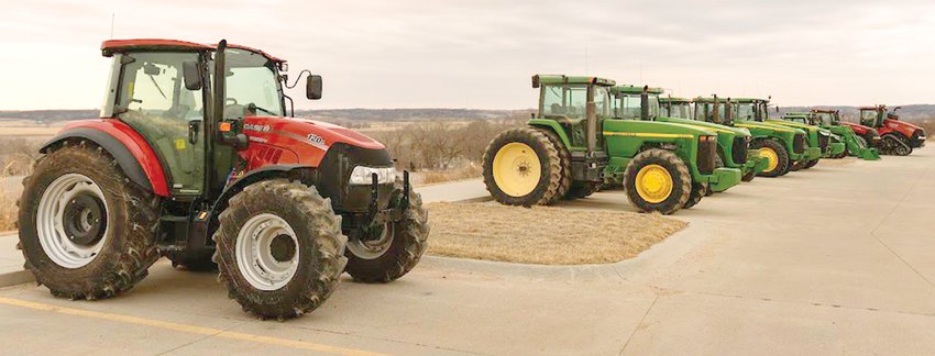 The high school parking lot was home to several tractors during school hours on March 21.