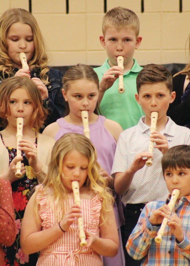 LOMA third grade students showed off the skills they have been learning on the recorder to perform “Hot Cross Buns.”