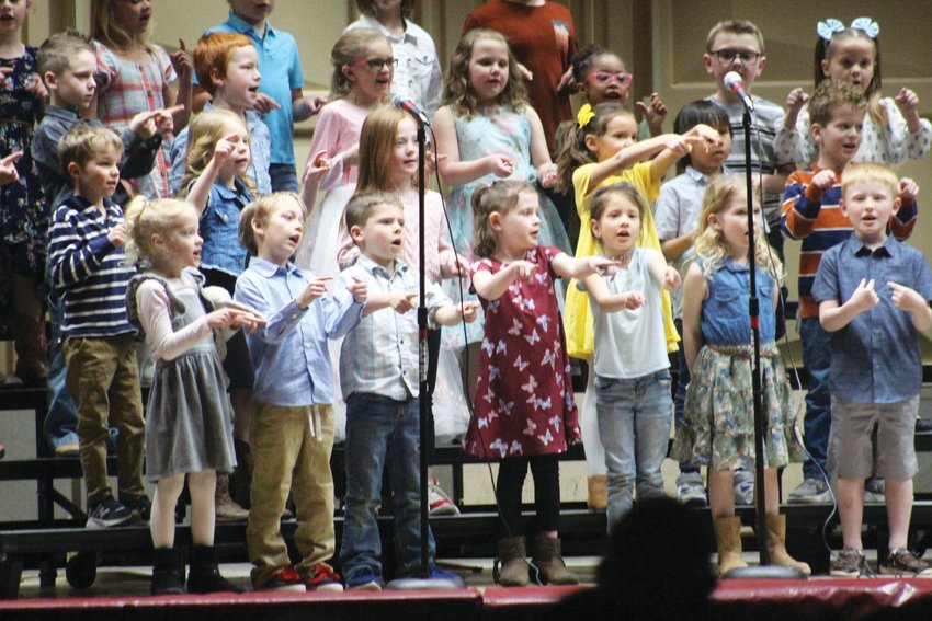 First graders made sure the crowd knew that "You've Got A Friend in Me."