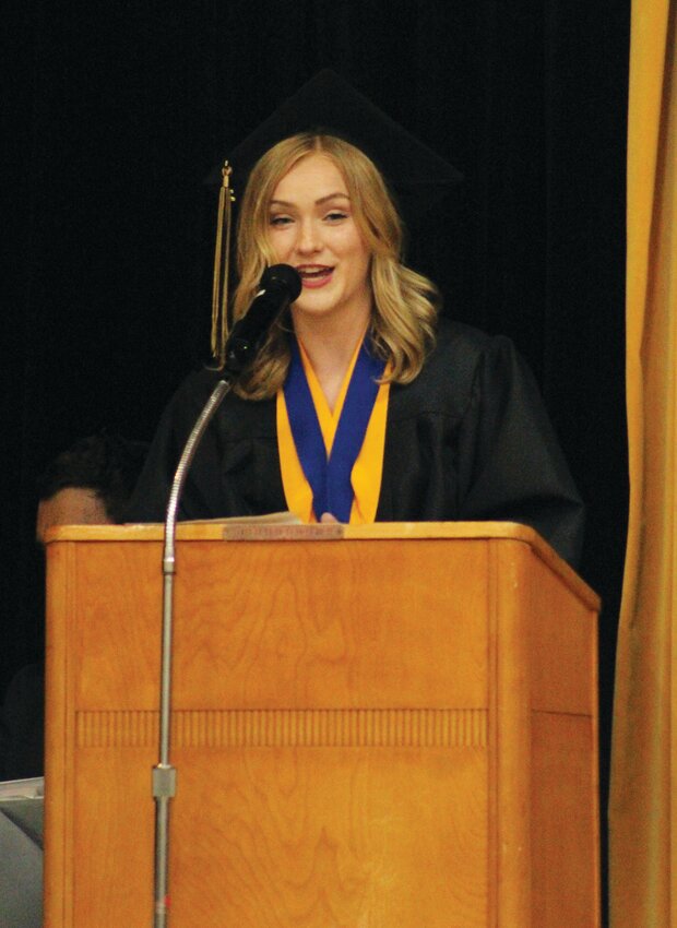 Woodbine valedictorian Nicole Sherer gave a speech to her fellow students and those in attendance. Sherer’s speech shared how her class has personality and that the time they spent in school together shaped the personality they have.