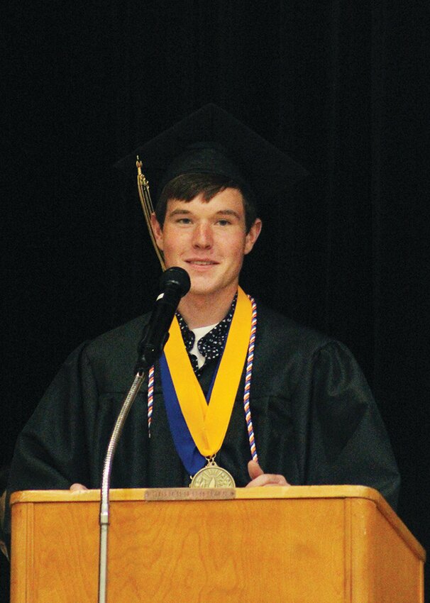 Woodbine's John Hansen gave a salutatorian address during this year’s graduation ceremony, recalling fond memories he and his classmates have made during the time they have spent together.