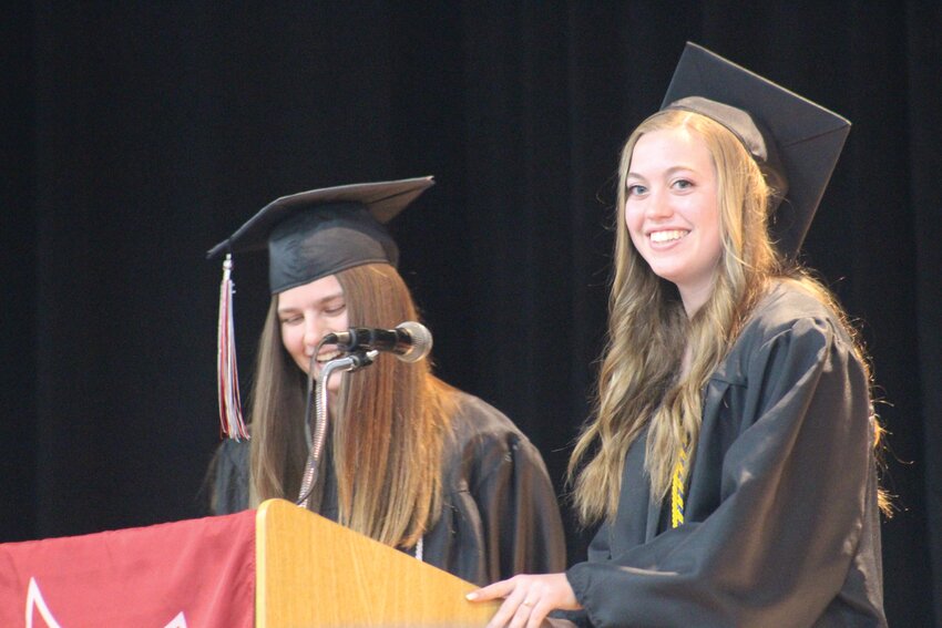 Pyper Anderson and Sophie Messerschmidt were all smiles while going through the list of memories shared by the Class of 2023.
