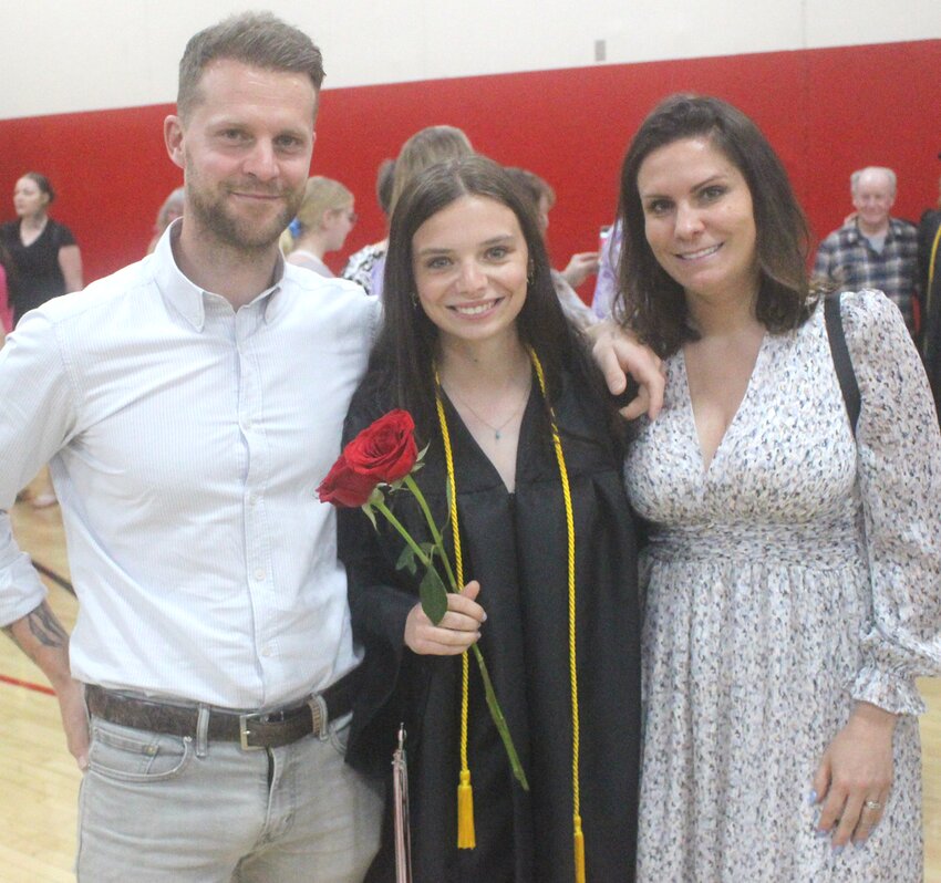 Missouri Valley foreign exchange student Emma Baes is shown wiht her parents, Xavier and Sarah Baes of Belgium.